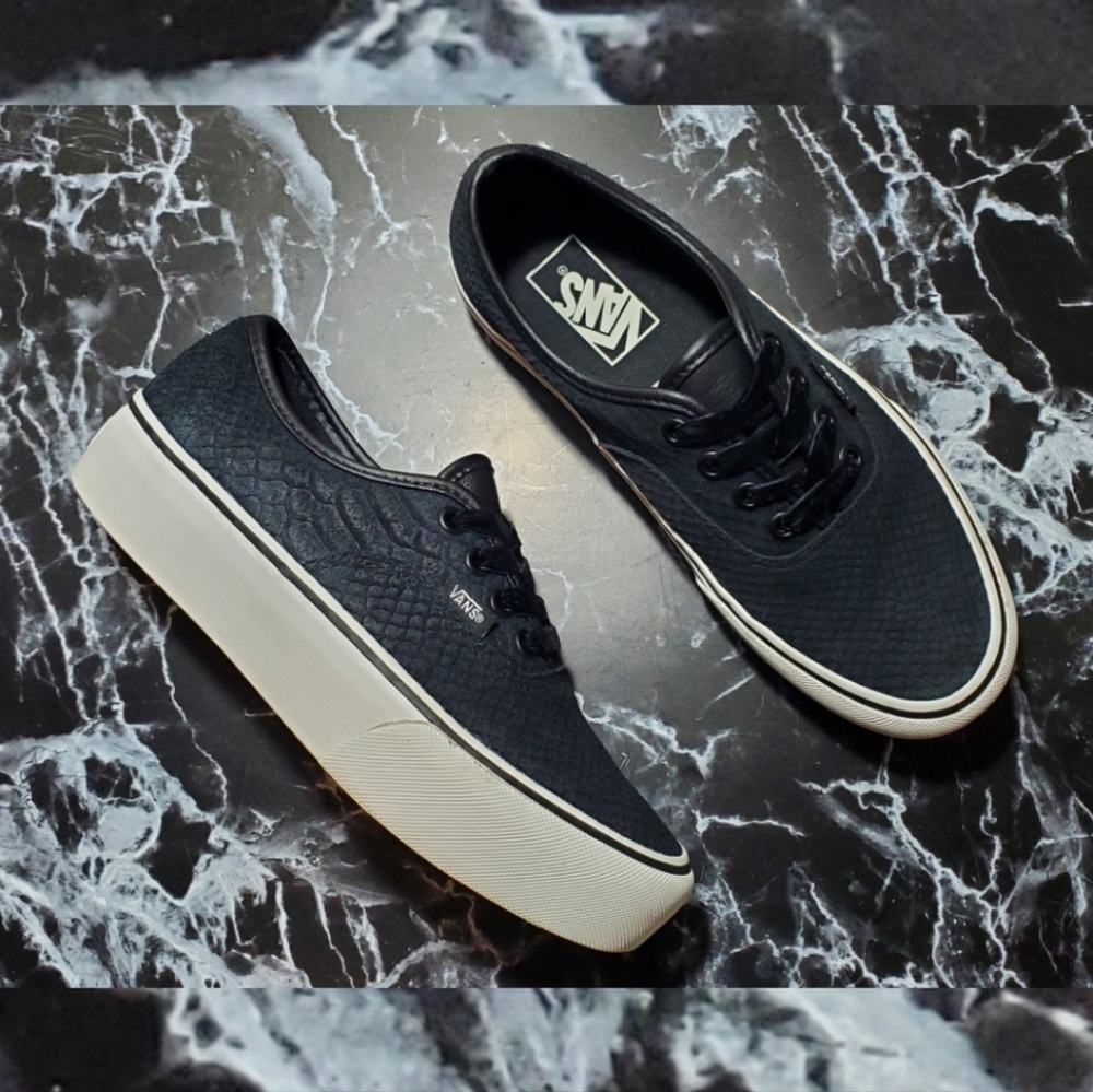 VANS Leather Authentic Platform Snake Design Sneakers